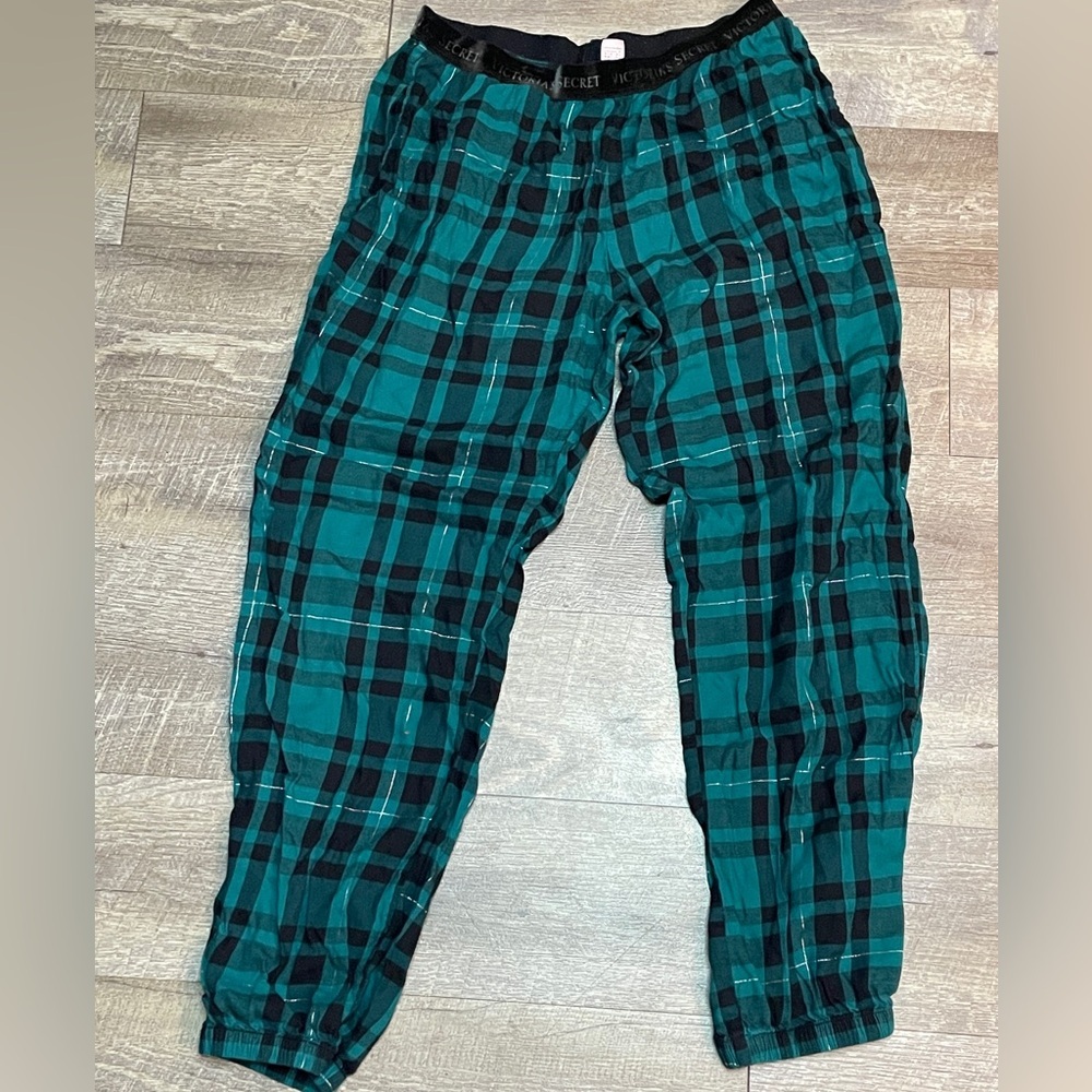 Victoria's‎ Secret Teal and Black Plaid Pajama Pants Size Small